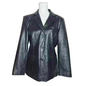 Jacqueline Ferrar vintage 100% leather black jacket size petite small